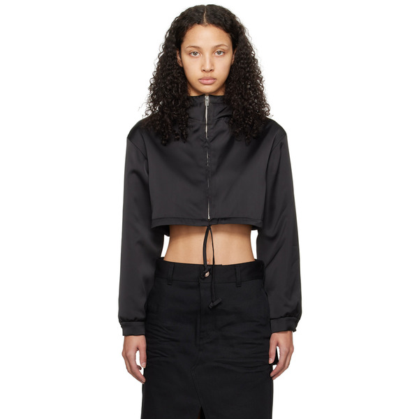  We11done Black Cropped Hoodie 