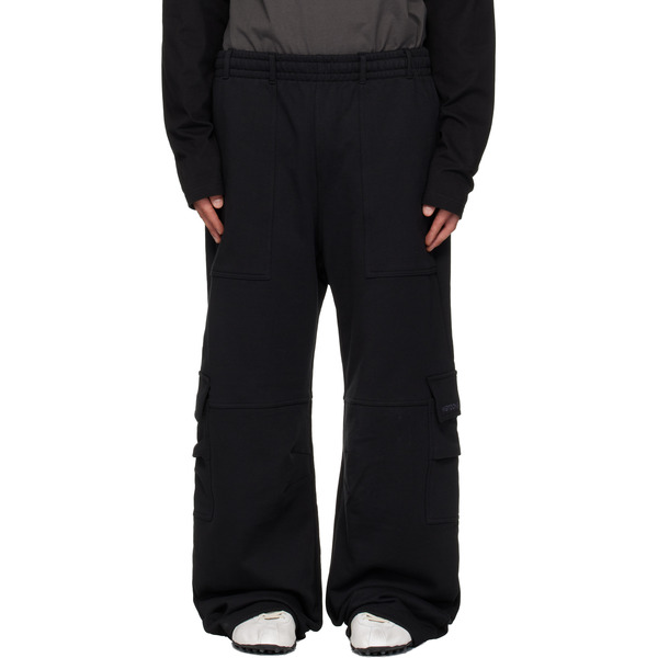  We11done Black Curved Jersey Cargo Pants 