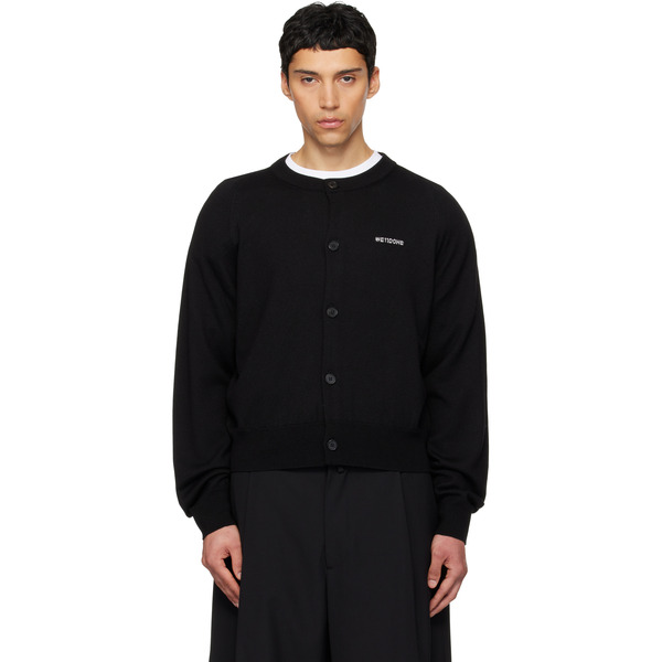  We11done Black Round Shoulder Cardigan 