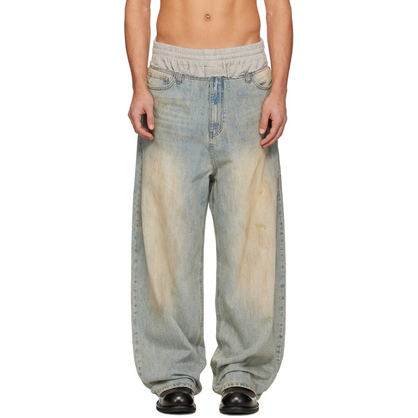 We11done Blue Layered Jeans 