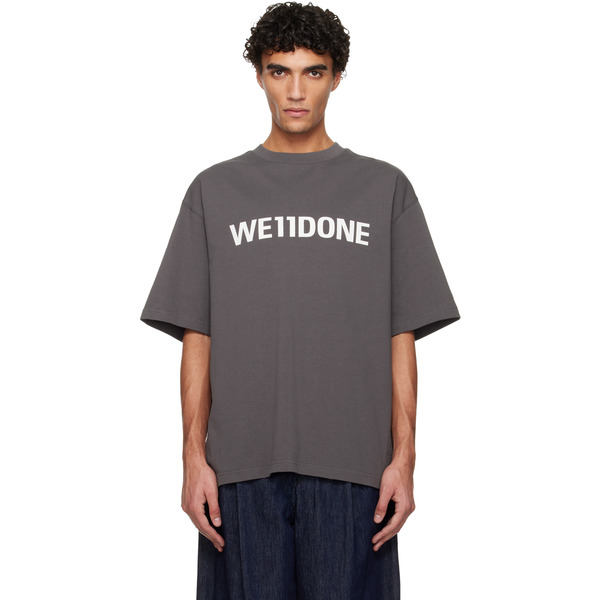  We11done Gray Large Basic Logo T-shirt 