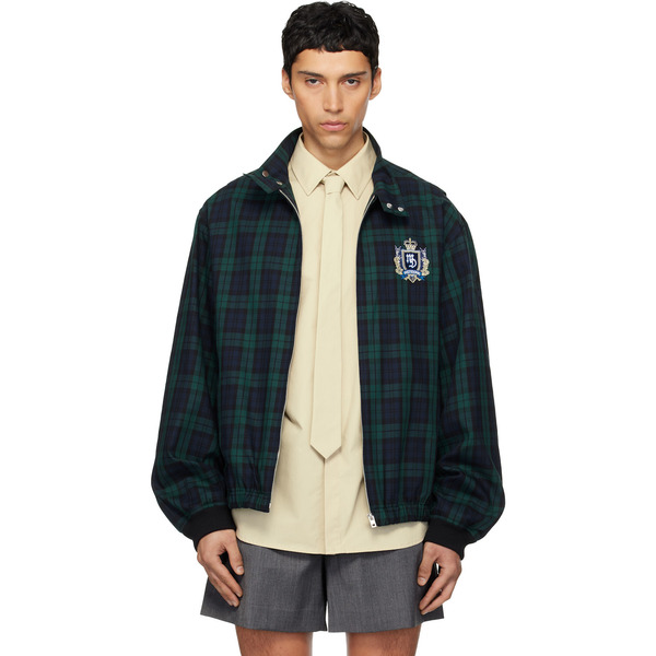  We11done Green Classic Check Herrington Jacket 
