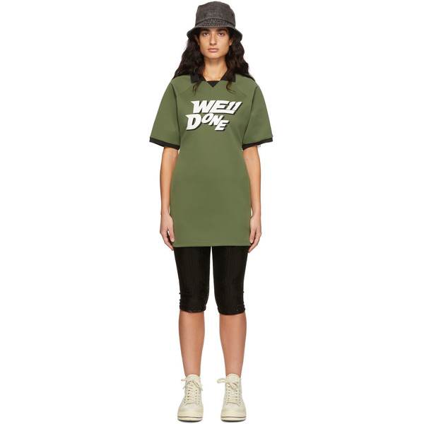 We11done Green Polyester Raglan Mini Dress 