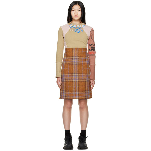  We11done Orange Plaid Miniskirt 