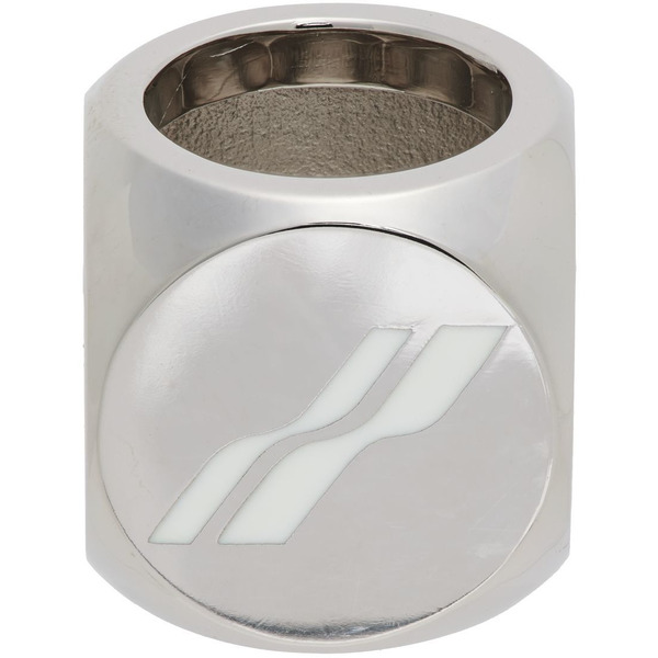  We11done Silver & White Logo Dice Ring 