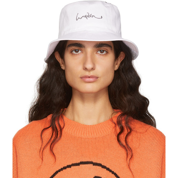  We11done White Hotfix Star Bucket Hat 