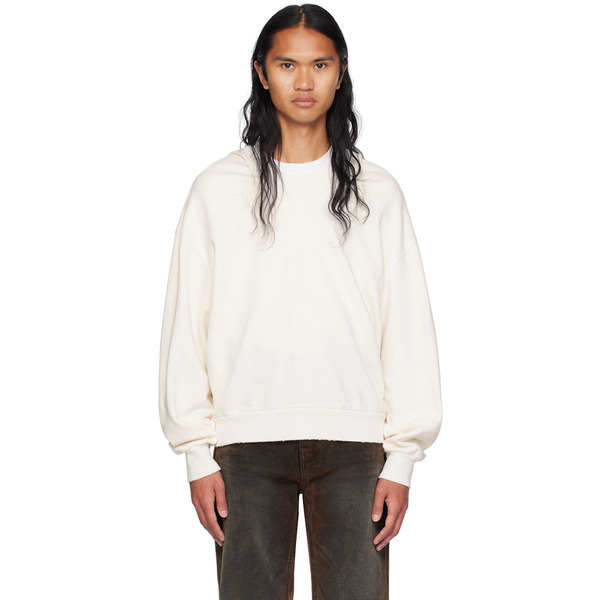  We11done White Wide Neck Hoodie 