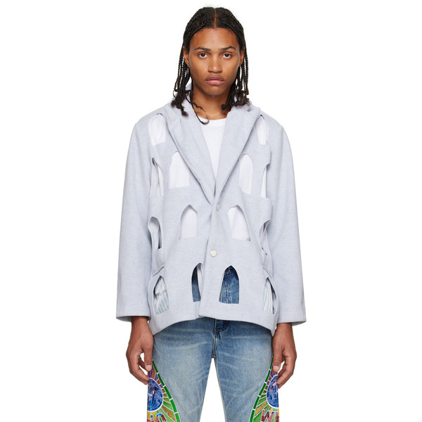 Who Decides War Gray Stained Glass Blazer 