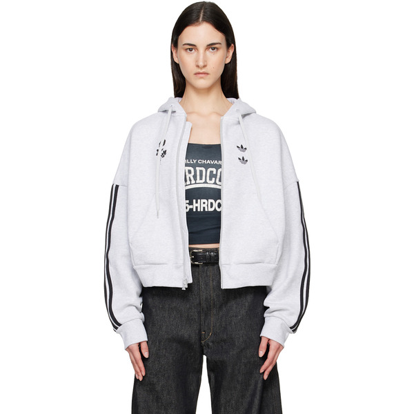  Willy Chavarria Gray Adidas Originals Edition Full Zip Logo Hoodie 