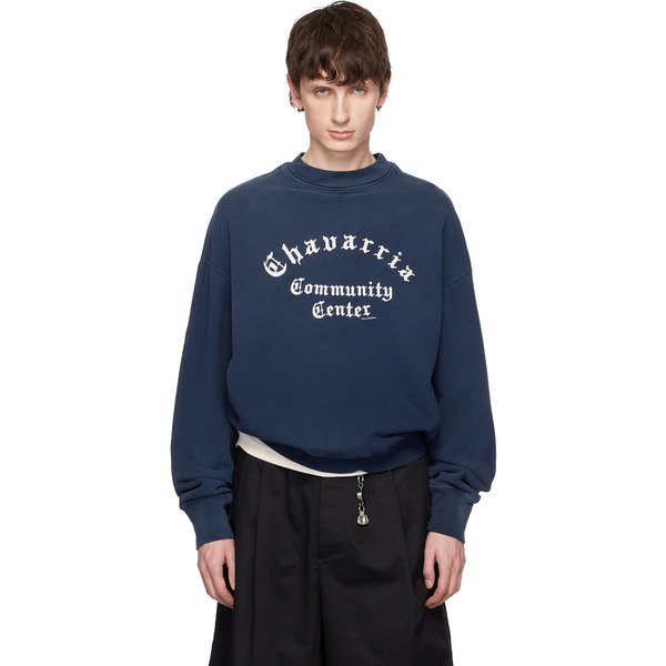  Willy Chavarria Navy 'chavarria Community Center' Hooligan Sweatshirt 