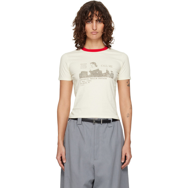  Willy Chavarria Off-white 'call Girl' Ringer T-shirt 