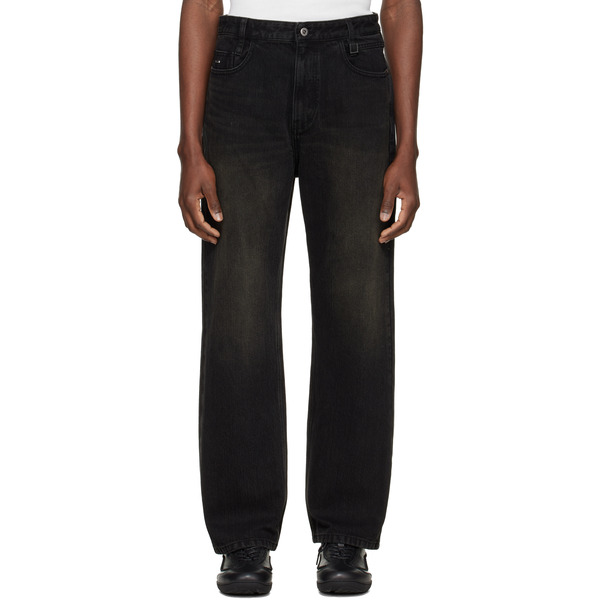  Wooyoungmi Black Tin Wash Straight Jeans 