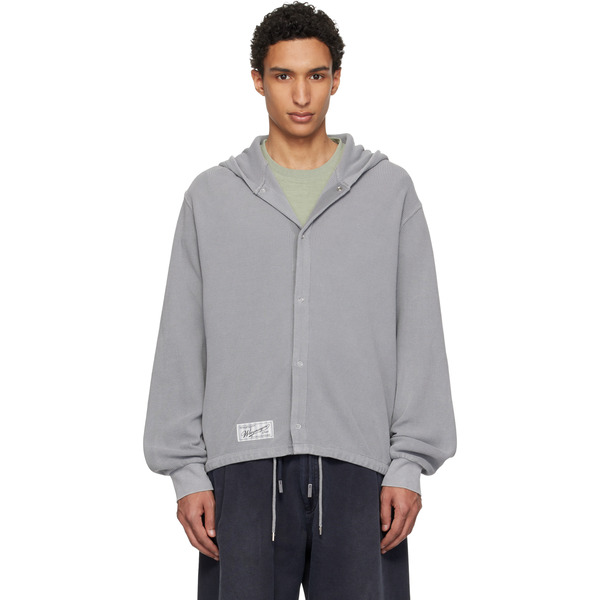  Wooyoungmi Gray Dyed Open Hoodie 