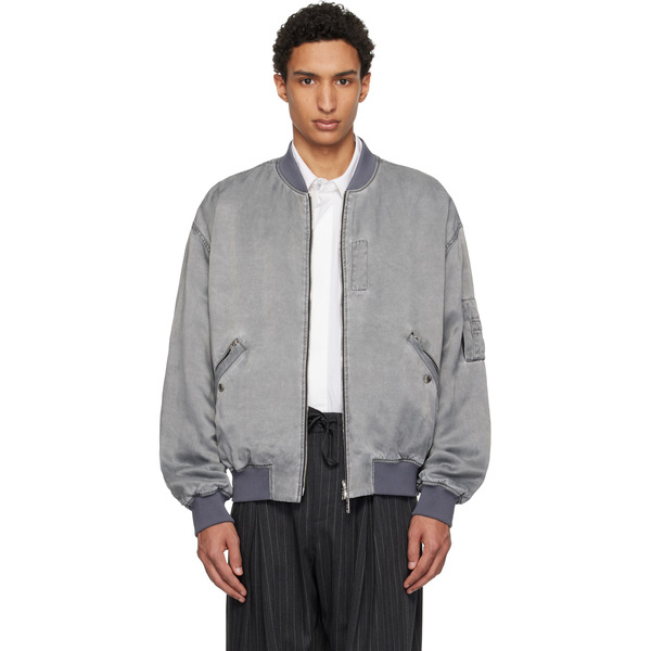  Wooyoungmi Gray Faded Reversible Bomber Jacket 