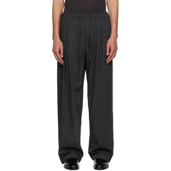  Wooyoungmi Gray Striped String Trousers 