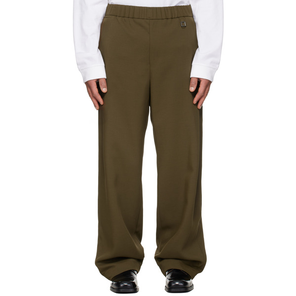  Wooyoungmi Khaki Twill Elasticized Waist Trousers 