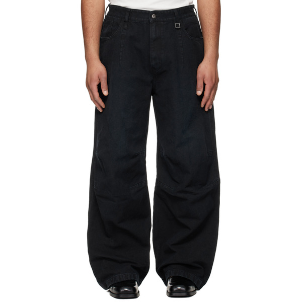  Wooyoungmi Navy 3d Wide Dyed Jeans 