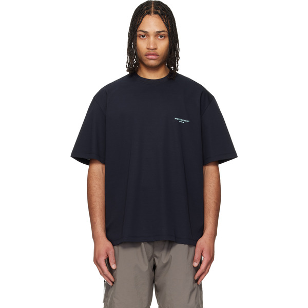  Wooyoungmi Navy Tuft Embroidered Back Logo T-shirt 
