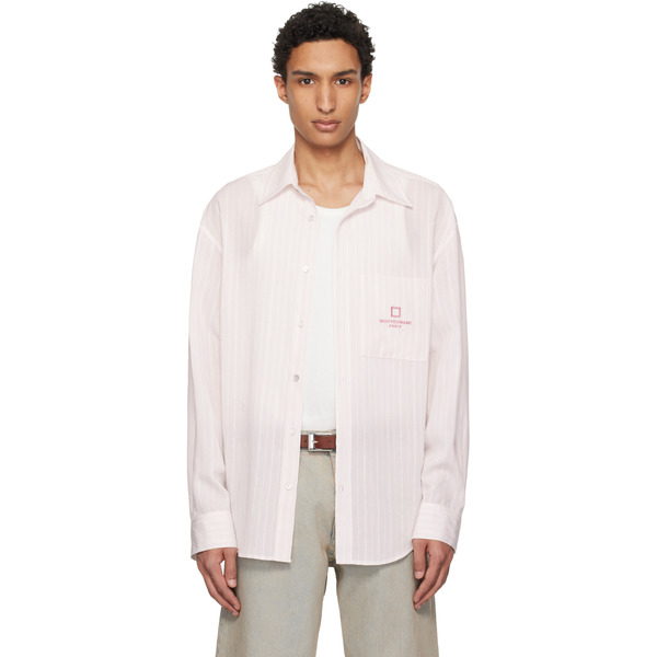  Wooyoungmi White & Pink Striped Shirt 
