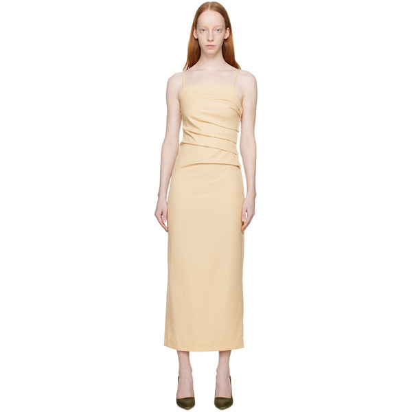  Wynn Hamlyn Beige Martha Midi Dress 