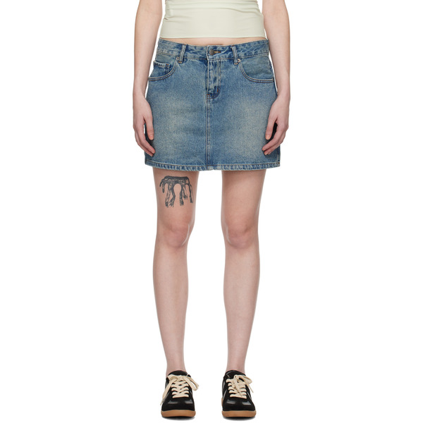  Wynn Hamlyn Indigo Washed Denim Miniskirt 