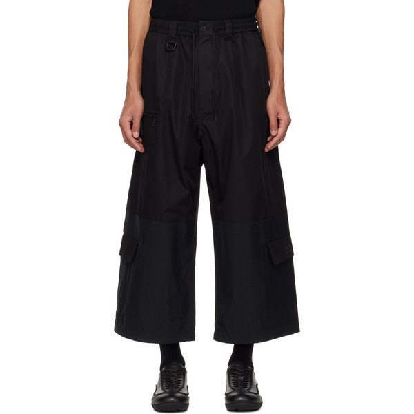  Y-3 Black Cropped Straight Leg Cargo Pants 