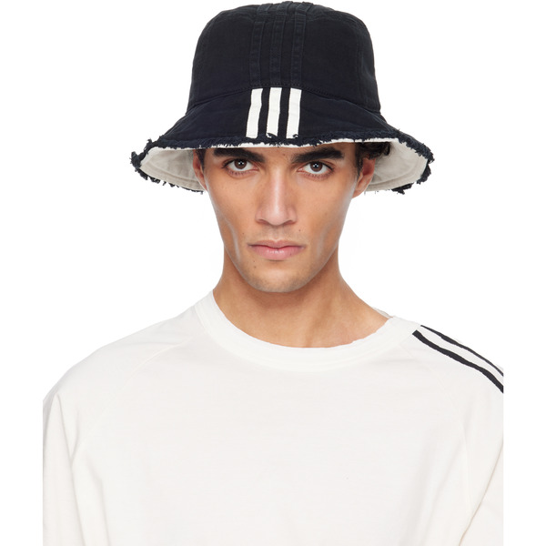  Y-3 Black Denim Stripes Bucket Hat 