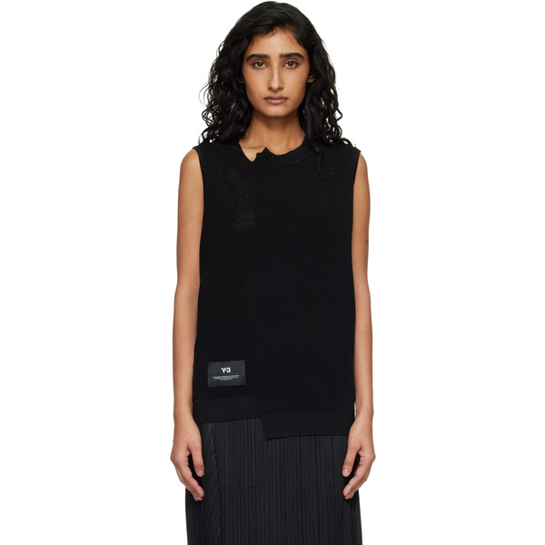  Y-3 Black Gfx Knitted Sweater Vest 