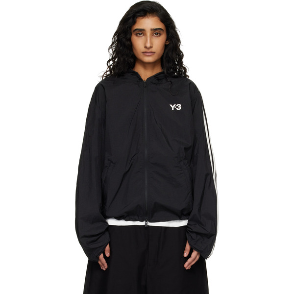  Y-3 Black Nylon Wired 3 Stripes Track Jacket 