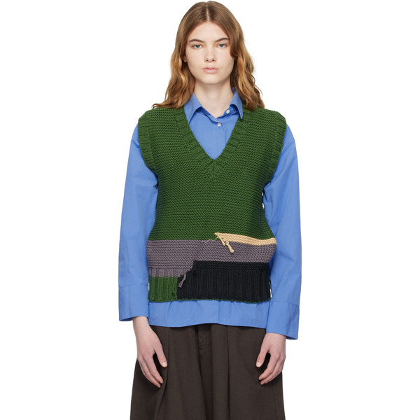  Ymc Green Heidi Sweater Vest 