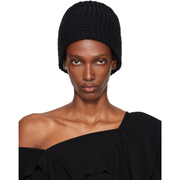  Yohji Yamamoto Black Cardigan Stitch Knit Beanie 
