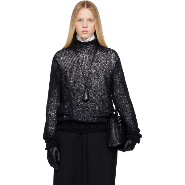  Yohji Yamamoto Black Summer Knit High Neck Sweater 