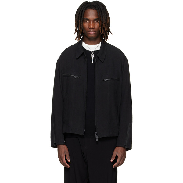  Yohji Yamamoto Black Zip Blouson Jacket 