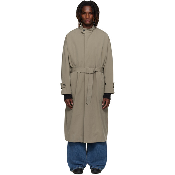  Yoke Beige Stand Collar Over Coat 
