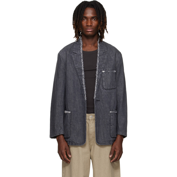  Yoke Gray Denim Cut-off Blazer 