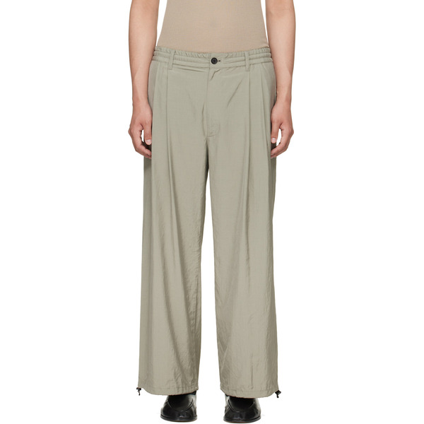  Yoke Taupe Silk Nylon 2pleated Easy Trousers 