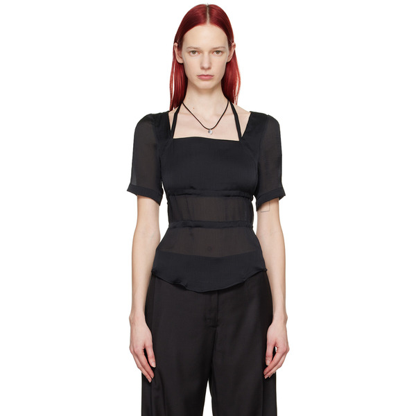  Youth Black Halter Strap Blouse 