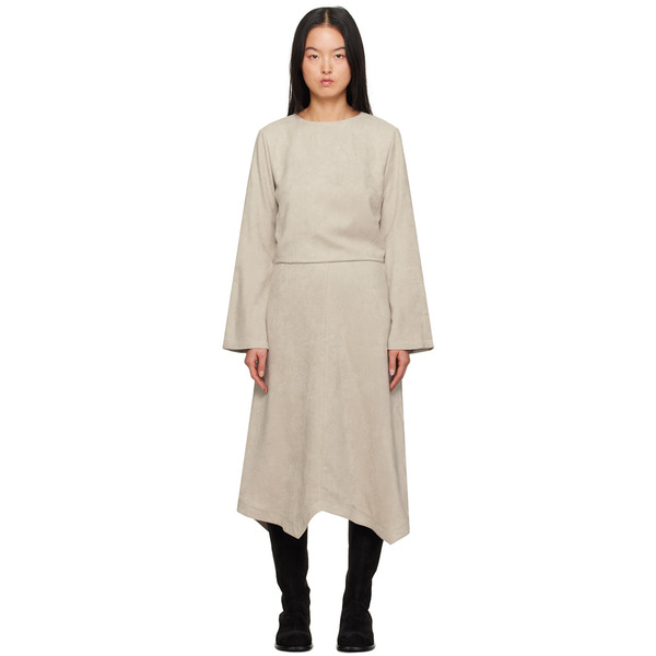  Youth Gray Asymmetric Faux-leather Midi Dress 