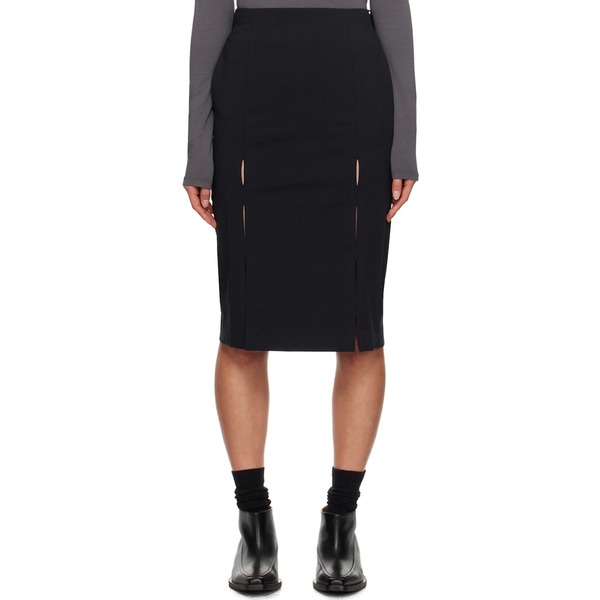  Youth Navy Front-slit Midi Skirt 