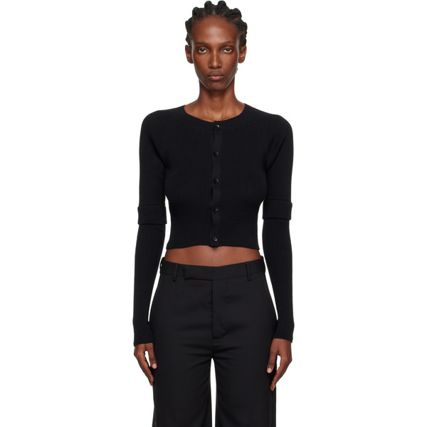  Y's Black Double Sleeve Short Cardigan 