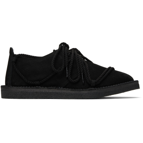  Y's Black Nubuck Leather Random Rope Loafers 