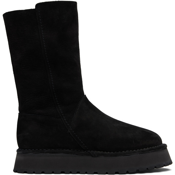  Y's Black Nubuck Leather Slip-on Boots 