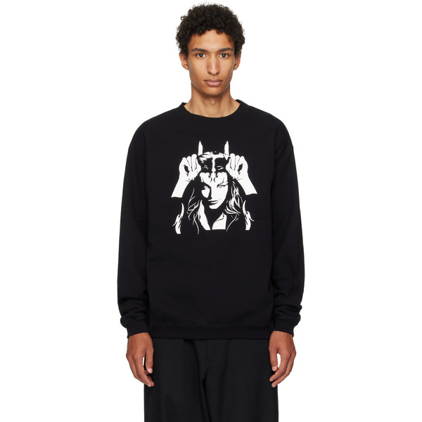  Y's For Men Black Graphic Sweatshirt 