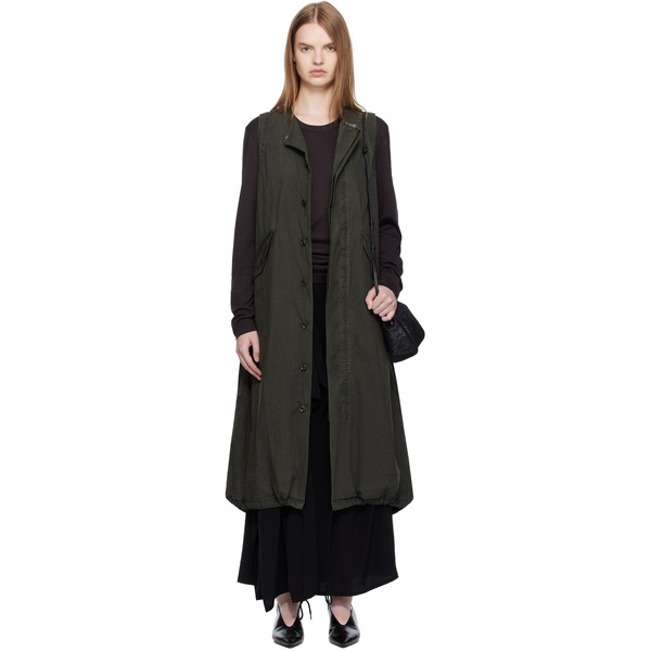  Y's Khaki Fishtail Midi Dress 