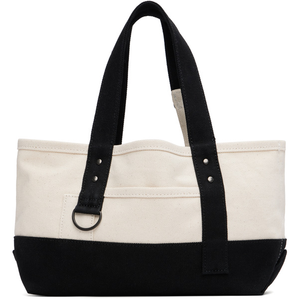  Y's Off-white & Black Mini Washer Canvas Bag 