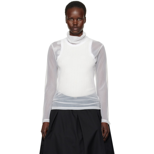  Y's White Long Sleeve Turtleneck 