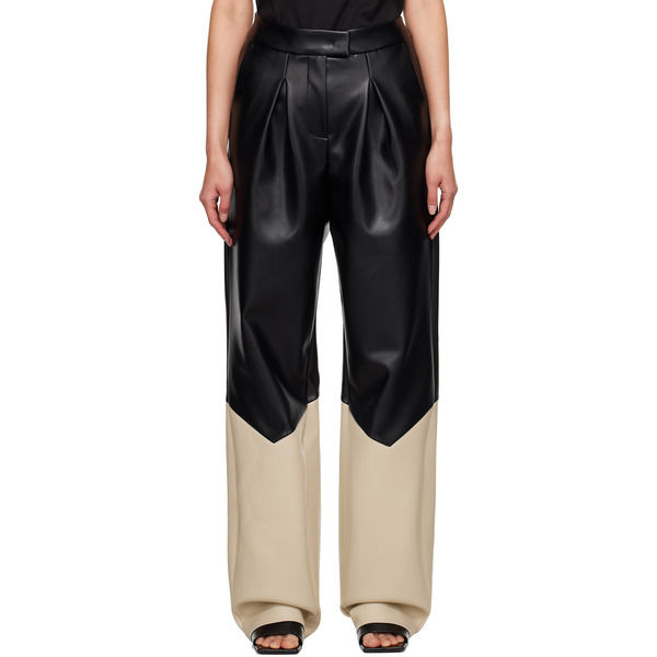  Yume Yume Black Bicolor Faux-leather Trousers 