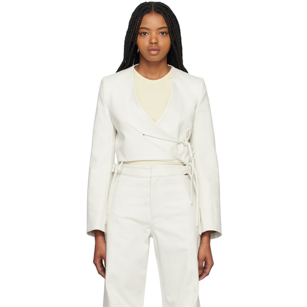  Yuzefi Off-white Wrap Split Denim Blazer 