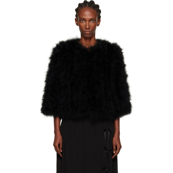  Yves Salomon Black Short Feather Jacket 