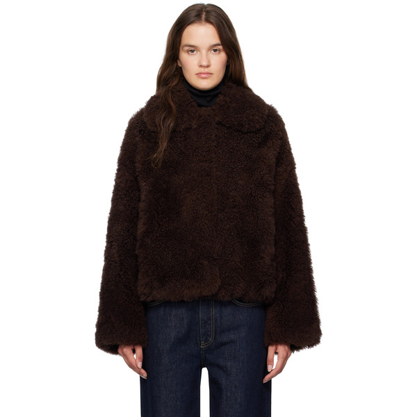  Yves Salomon Brown Long Hair Jacket 